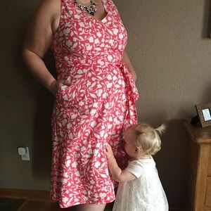 Boden Coral & White Floral Dress - 18 Long, NWT